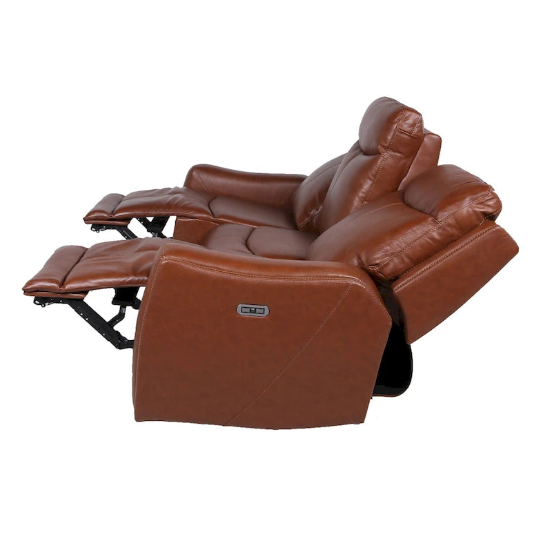 Canapé inclinable en cuir pleine fleur Steve Silver Newport Power