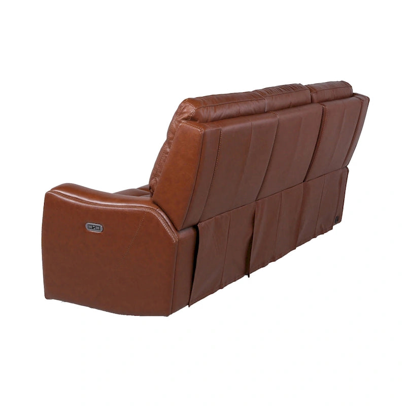 Canapé inclinable en cuir pleine fleur Steve Silver Newport Power