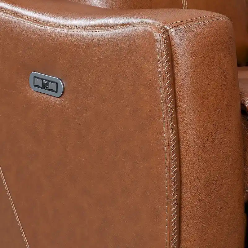 Canapé inclinable en cuir pleine fleur Steve Silver Newport Power