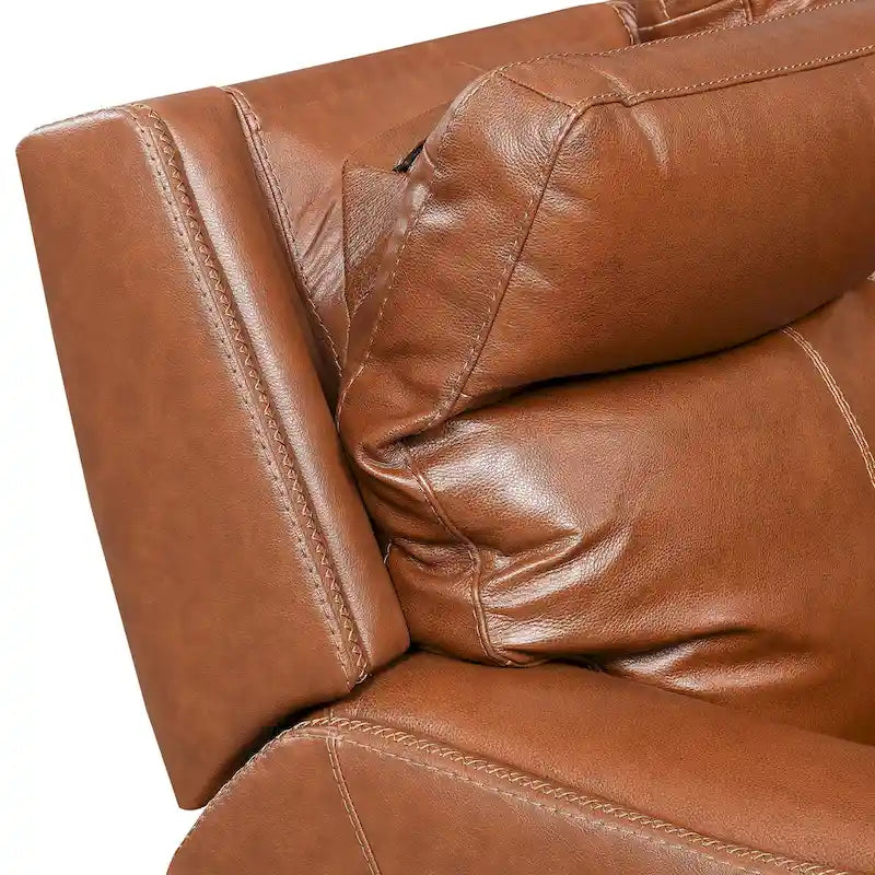 Canapé inclinable en cuir pleine fleur Steve Silver Newport Power