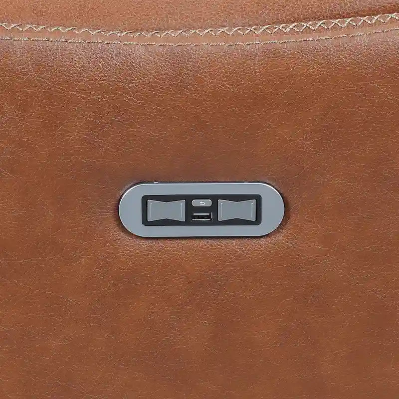 Canapé inclinable en cuir pleine fleur Steve Silver Newport Power