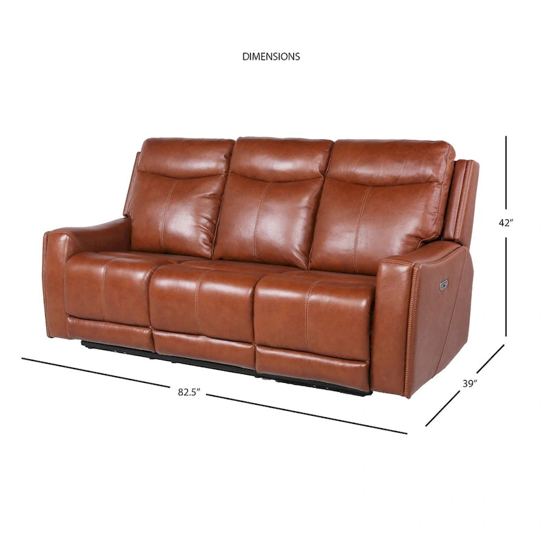 Canapé inclinable en cuir pleine fleur Steve Silver Newport Power