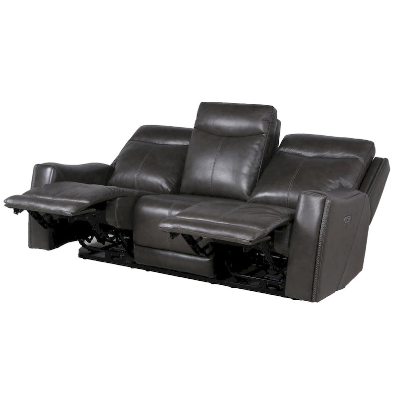 Canapé inclinable en cuir pleine fleur Steve Silver Newport Power