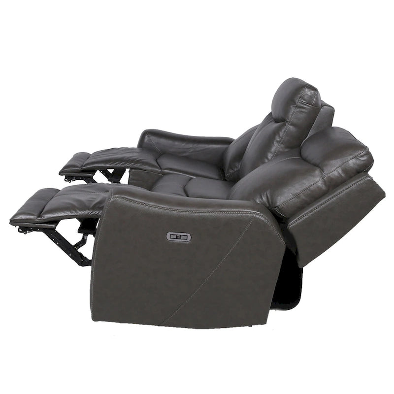 Canapé inclinable en cuir pleine fleur Steve Silver Newport Power