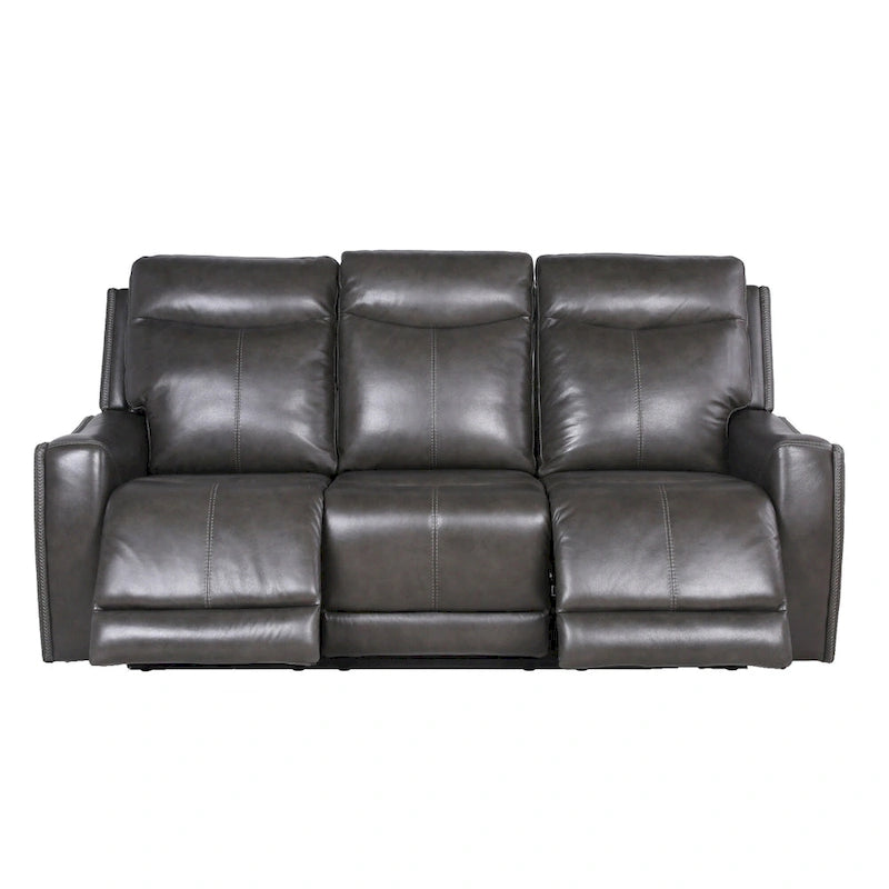 Canapé inclinable en cuir pleine fleur Steve Silver Newport Power