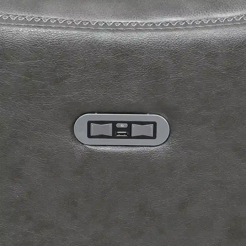 Canapé inclinable en cuir pleine fleur Steve Silver Newport Power
