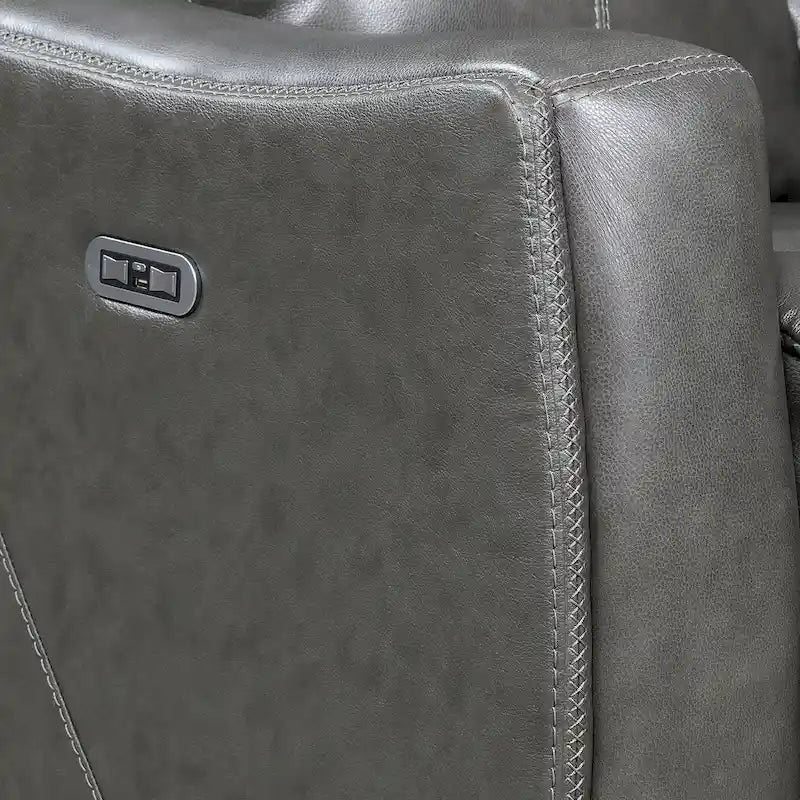 Canapé inclinable en cuir pleine fleur Steve Silver Newport Power