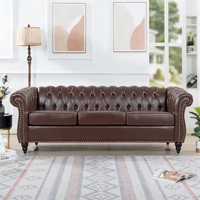 Canapé confortable 3 places avec coussin d'assise à rayures tendance