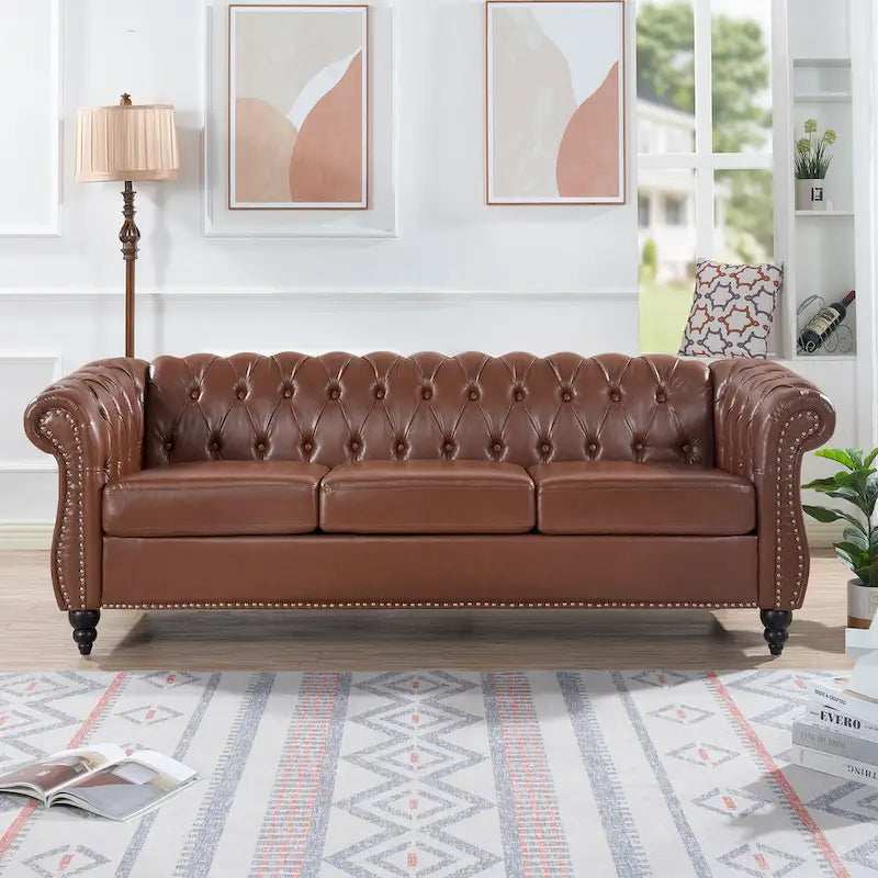 Canapé confortable 3 places avec coussin d'assise à rayures tendance