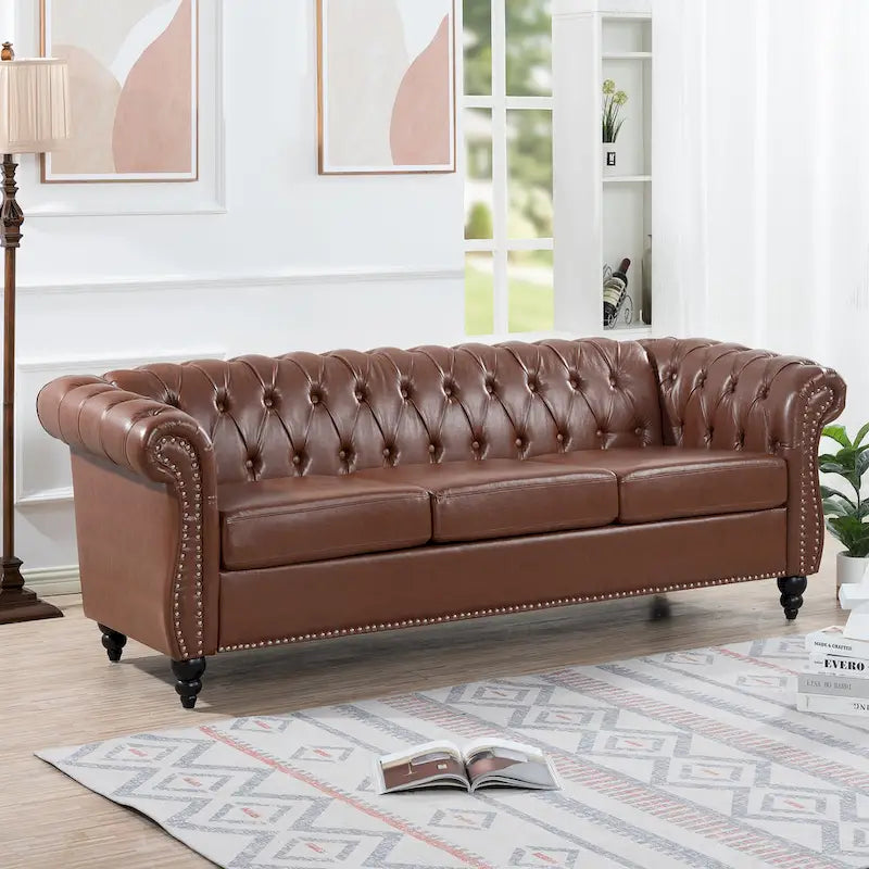 Canapé confortable 3 places avec coussin d'assise à rayures tendance