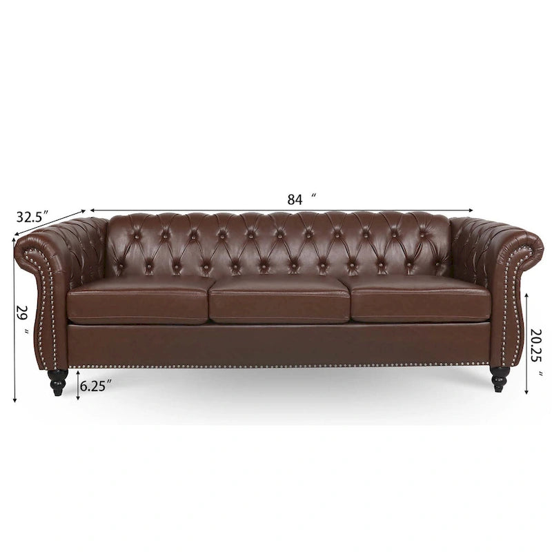 Canapé confortable 3 places avec coussin d'assise à rayures tendance
