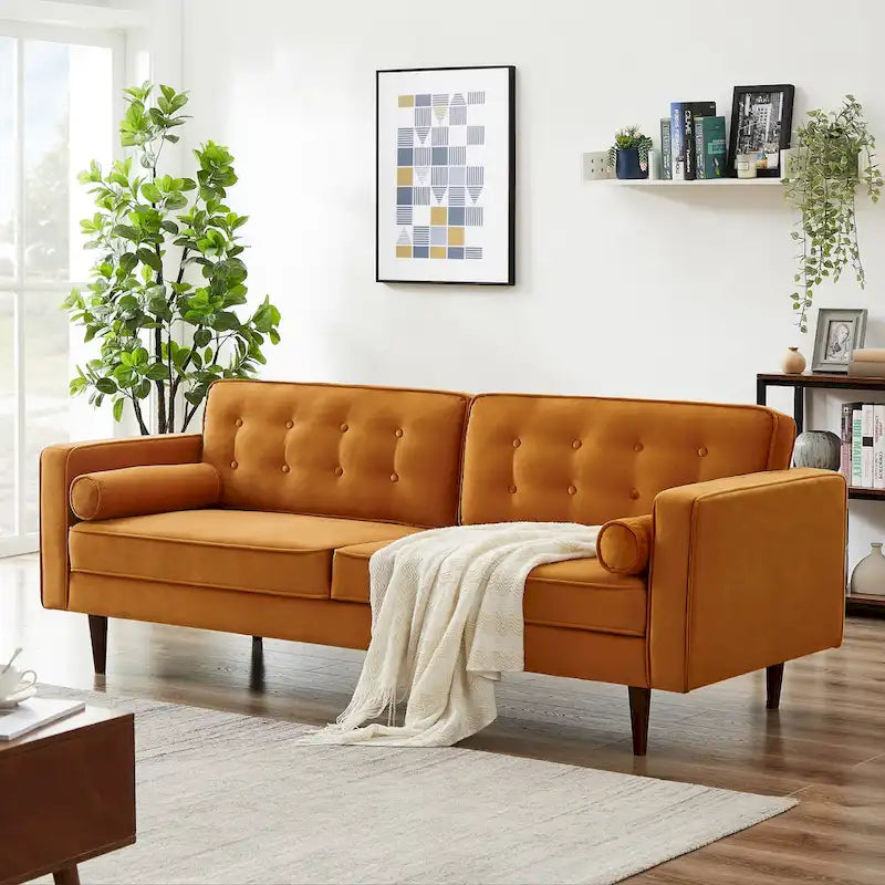 Canapé en velours touffeté de style confortable moderne du milieu du siècle Kerry