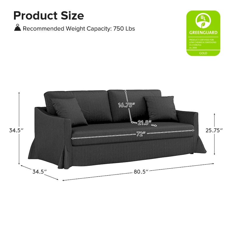 Canapé déhoussable moderne Volkhard 80.5 avec coussin de dossier amovible par HULALA HOME