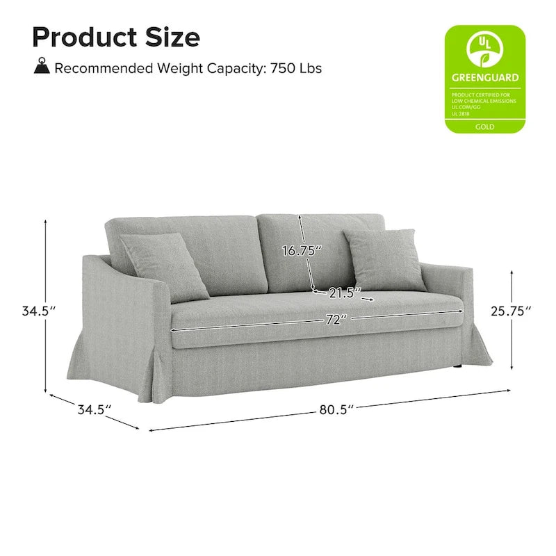Canapé déhoussable moderne Volkhard 80.5 avec coussin de dossier amovible par HULALA HOME