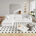 Canapé d'angle moderne en lin en forme de L de 120 pouces avec pouf de rangement