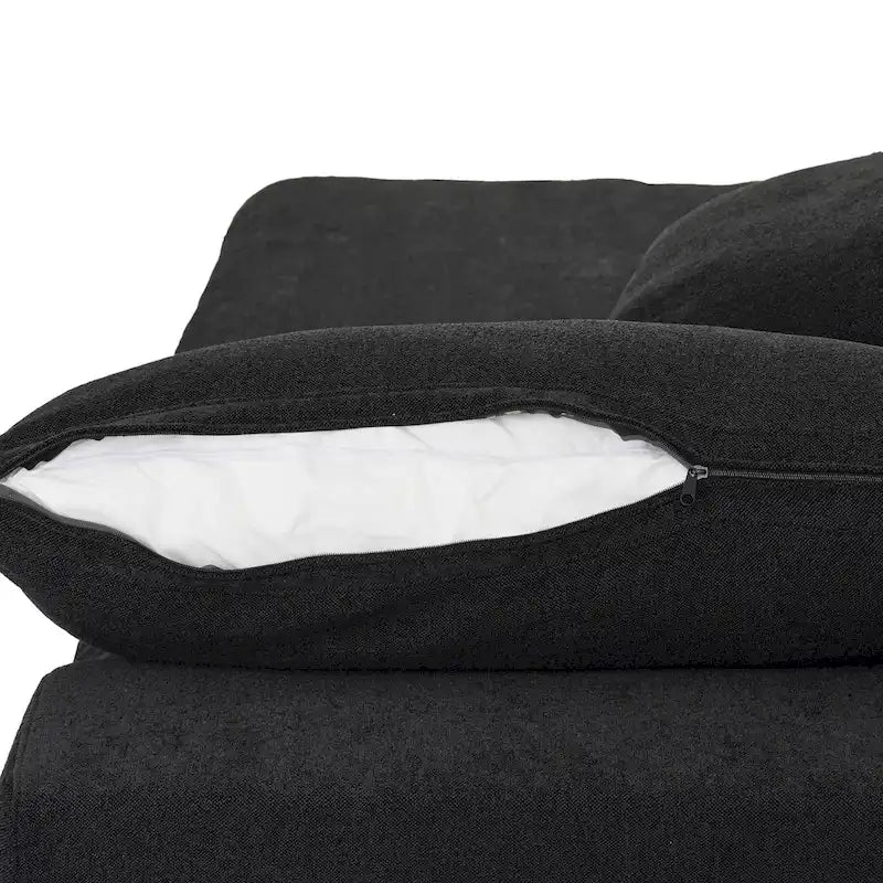 Canapé d'angle moderne en lin en forme de L de 120 pouces avec pouf de rangement