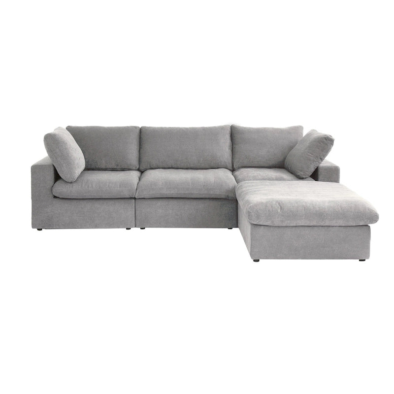 Canapé d'angle moderne en lin en forme de L de 120 pouces avec pouf de rangement