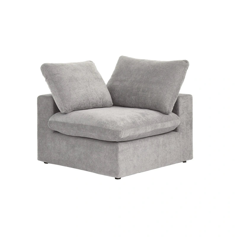 Canapé d'angle moderne en lin en forme de L de 120 pouces avec pouf de rangement