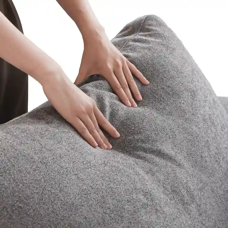 Canapé d'angle moderne en lin en forme de L de 120 pouces avec pouf de rangement