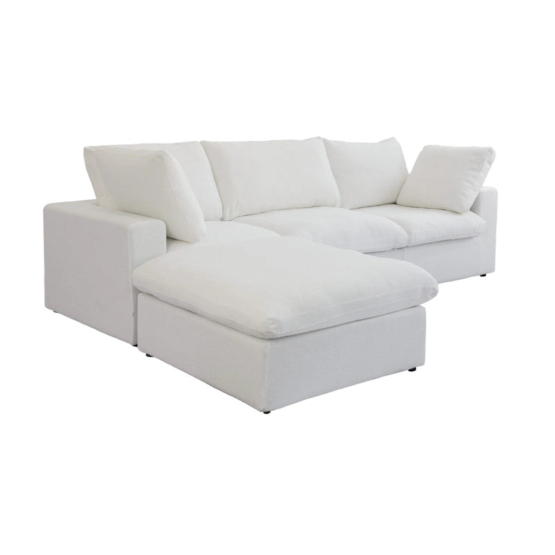 Canapé d'angle moderne en lin en forme de L de 120 pouces avec pouf de rangement