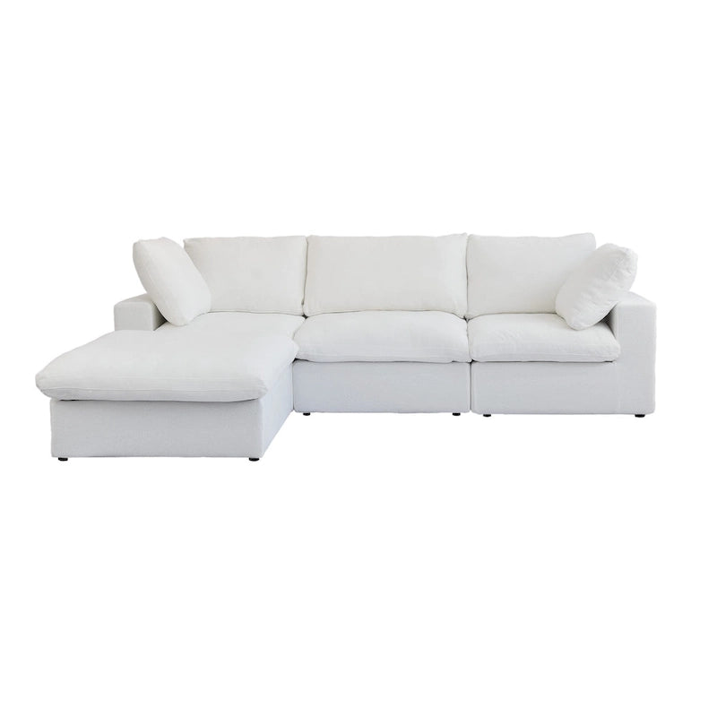Canapé d'angle moderne en lin en forme de L de 120 pouces avec pouf de rangement