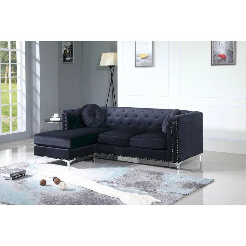 Canapé capitonné Pompano Velvet avec méridienne