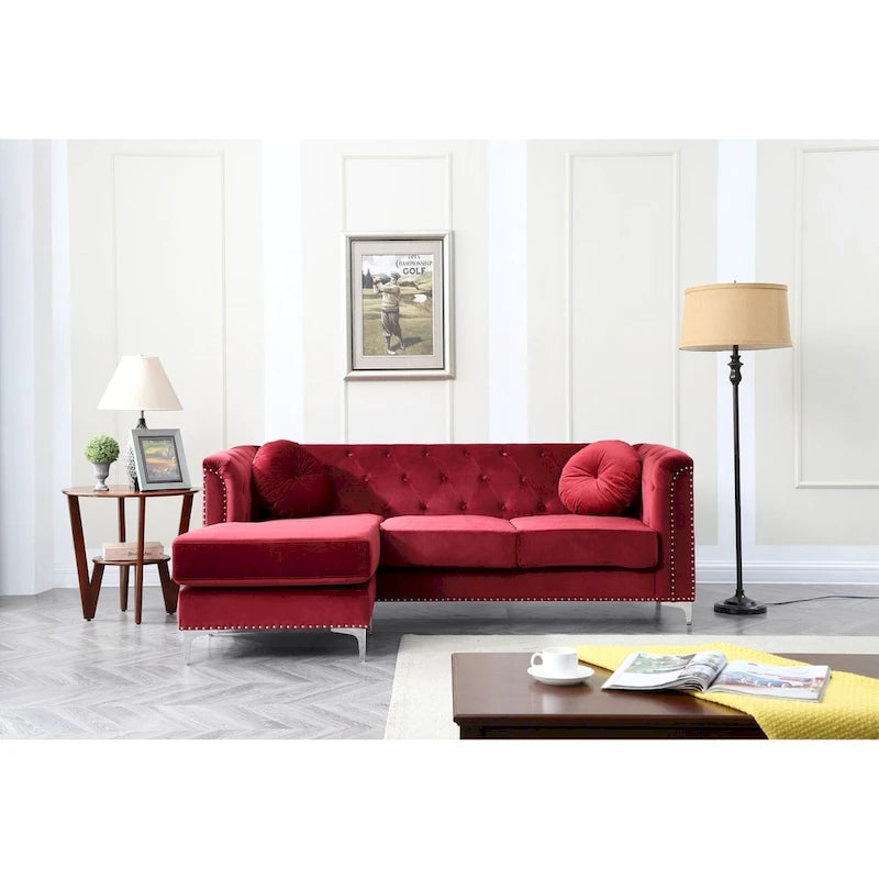 Canapé capitonné Pompano Velvet avec méridienne