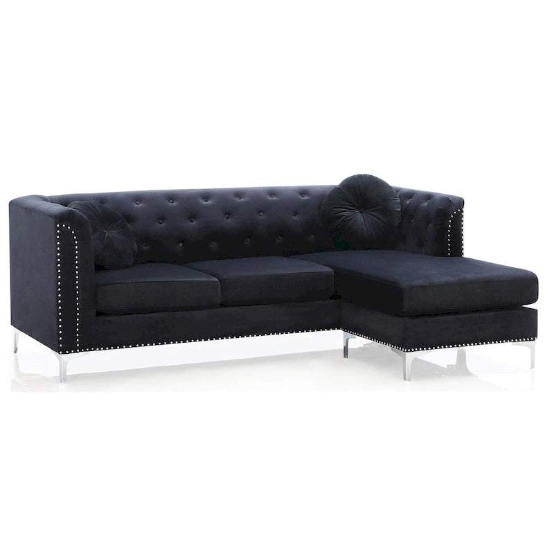 Canapé capitonné Pompano Velvet avec méridienne