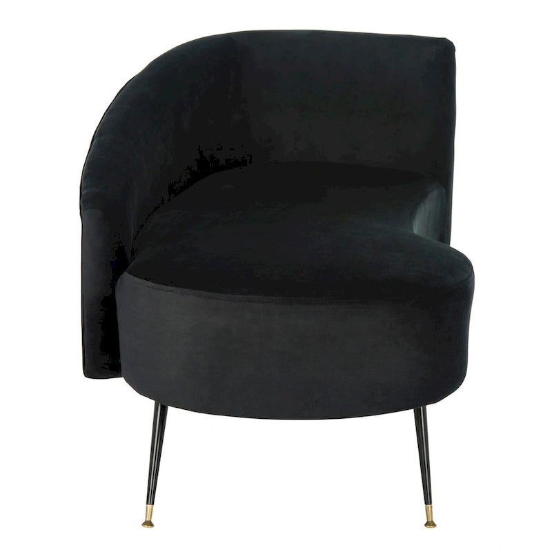 SAFAVIEH Helgrit Causeuse rétro glamour en velours noir et doré - 57,5 L x 27 P x 28 H - 58Lx27Px28H