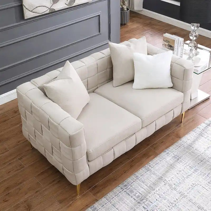 2052 CANAPÉ TISSÉ BEIGE CLAIR 2S, canapé contemporain nouveau concept. canapé tissé fait à la main
