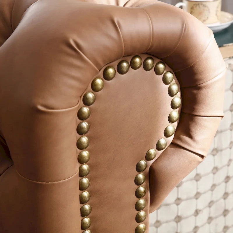Canapé Chesterfield classique en similicuir marron