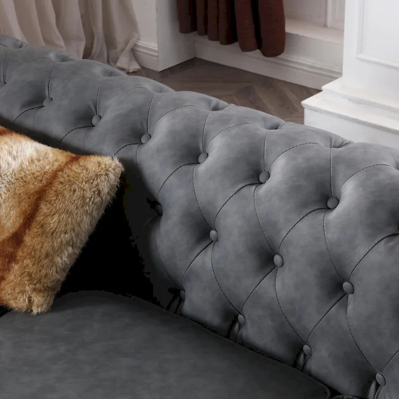 Canapé Chesterfield classique en similicuir marron