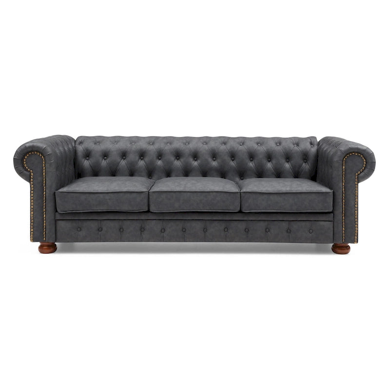 Canapé Chesterfield classique en similicuir marron