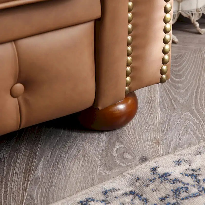 Canapé Chesterfield classique en similicuir marron