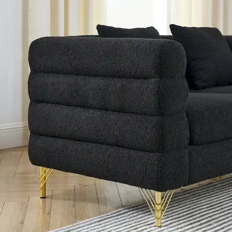 Canapé sectionnel 3 places surdimensionné de 81 pouces, canapé sectionnel en tissu confortable pour salon - Canapé sectionnel à assise profonde, assise moelleuse