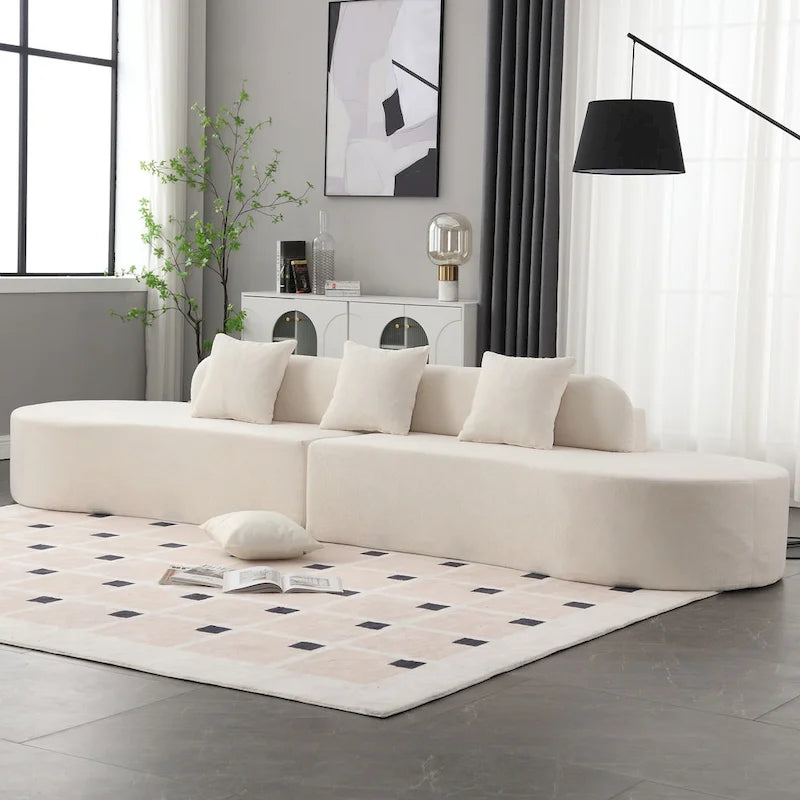 [NOUVEAU] [VIDÉO DISPONIBLE] Canapé d'angle moderne incurvé, canapé en tissu éponge, canapé minimaliste pour salon, appartement
