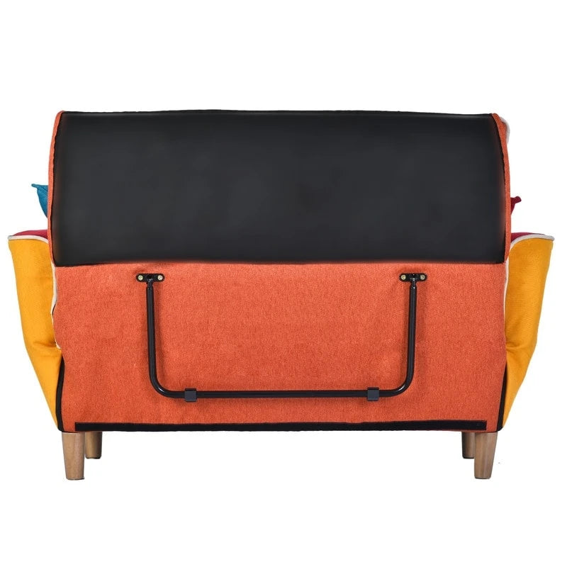 Canapé, causeuse antiques colorés, pieds en bois massif
