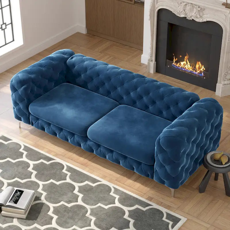 Canapé Chesterfield en velours touffeté Corvus Aosta