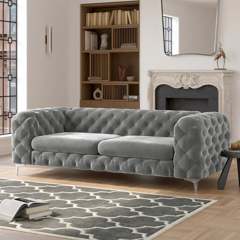 Canapé Chesterfield en velours touffeté Corvus Aosta