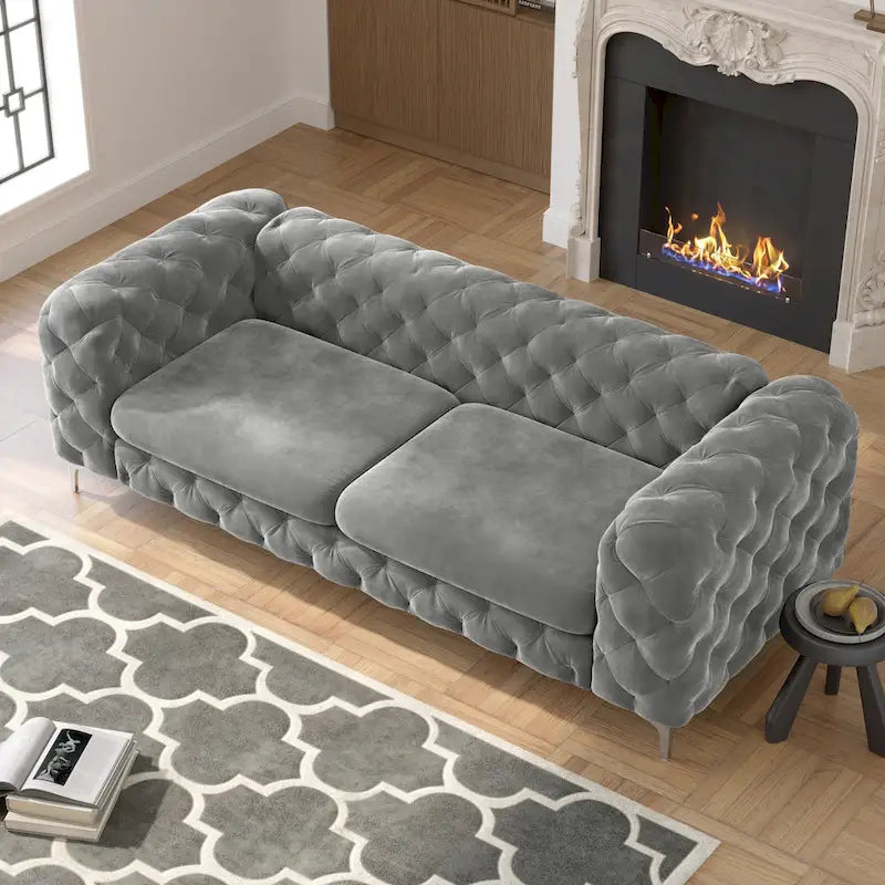 Canapé Chesterfield en velours touffeté Corvus Aosta