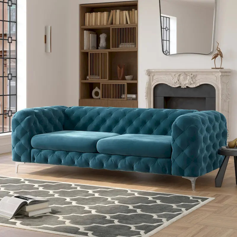 Canapé Chesterfield en velours touffeté Corvus Aosta