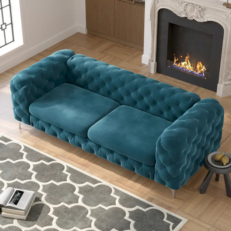 Canapé Chesterfield en velours touffeté Corvus Aosta