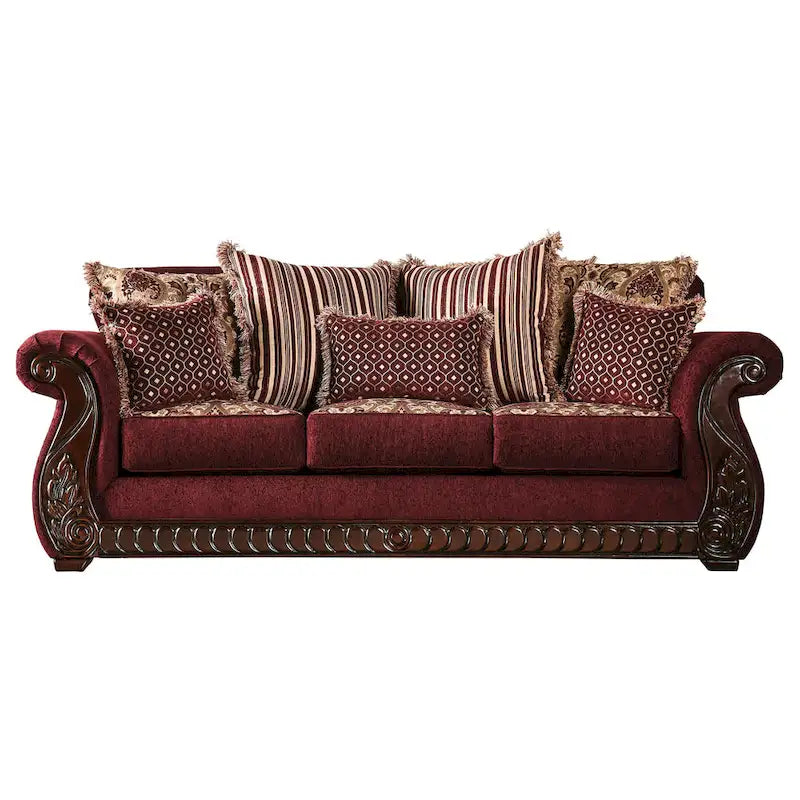 Canapé Fova à accoudoirs roulés et revêtement en tissu traditionnel par Furniture of America