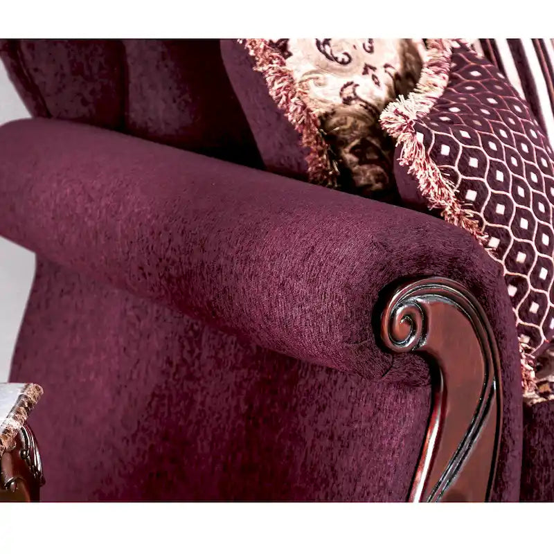 Canapé Fova à accoudoirs roulés et revêtement en tissu traditionnel par Furniture of America