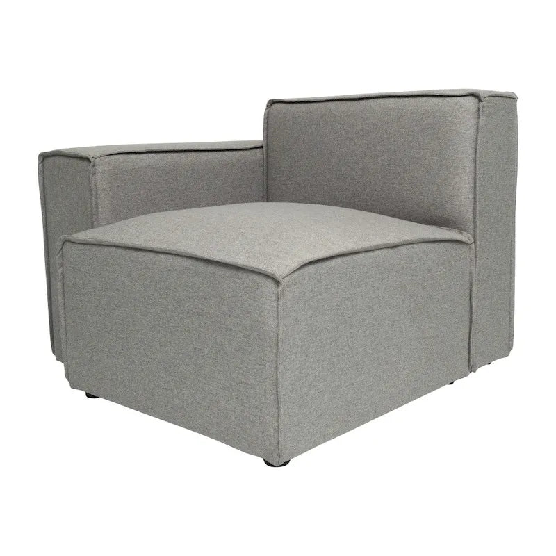 Canapé sectionnel modulaire contemporain, élément d'angle gauche avec accoudoir
