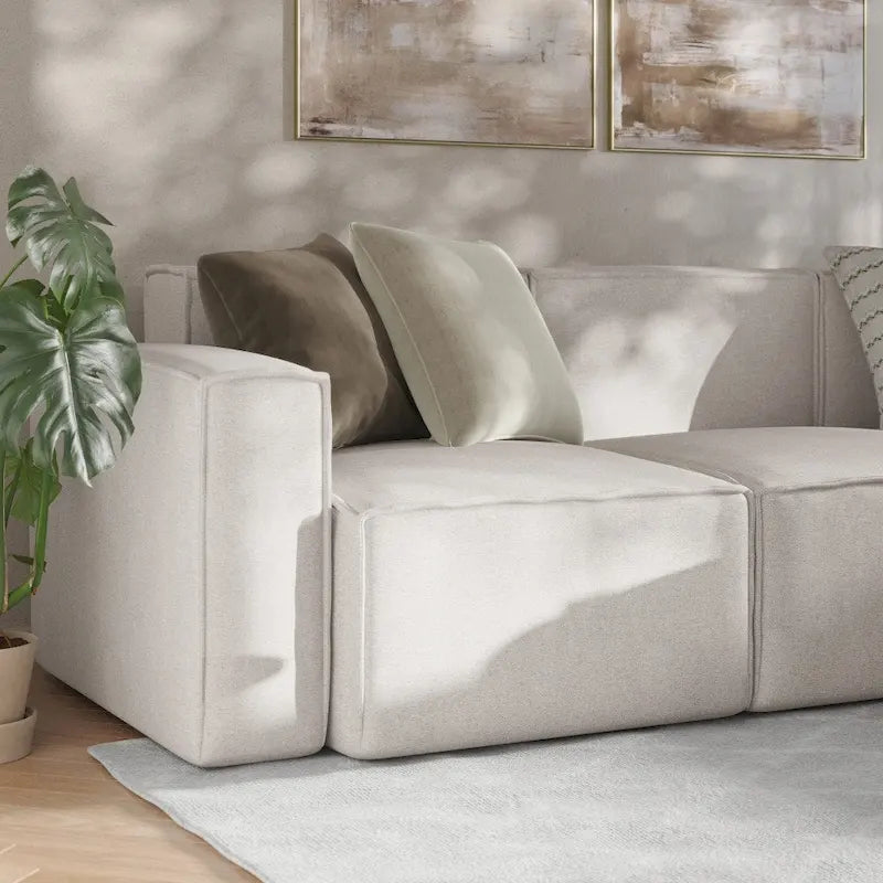 Canapé sectionnel modulaire contemporain, élément d'angle gauche avec accoudoir