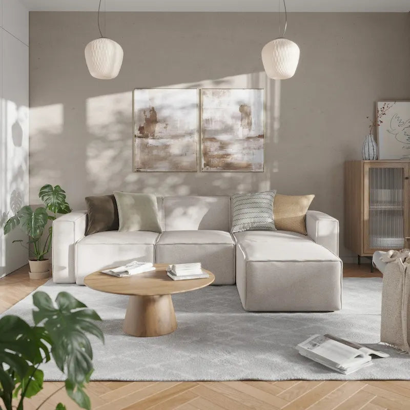 Canapé sectionnel modulaire contemporain, élément d'angle gauche avec accoudoir