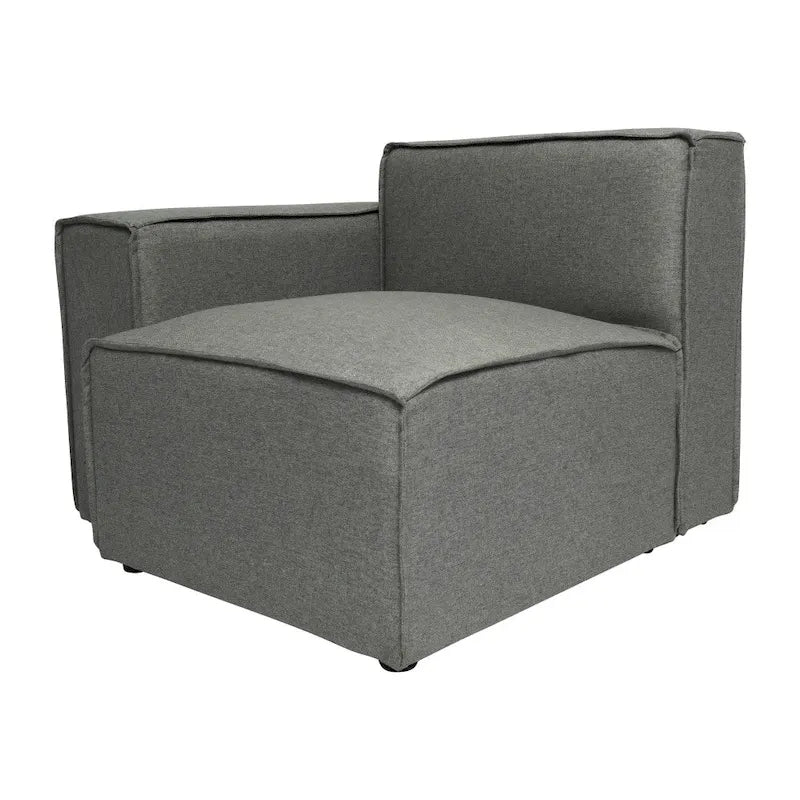 Canapé sectionnel modulaire contemporain, élément d'angle gauche avec accoudoir
