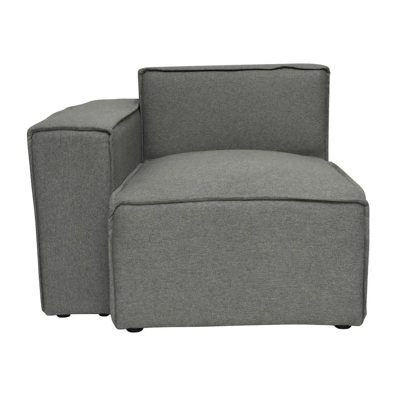 Canapé sectionnel modulaire contemporain, élément d'angle gauche avec accoudoir