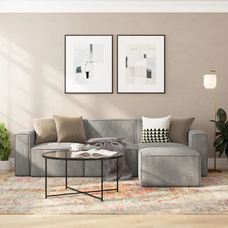 Fauteuil central sans accoudoirs pour canapé modulable contemporain - 36,75P x 28,25L x 28H